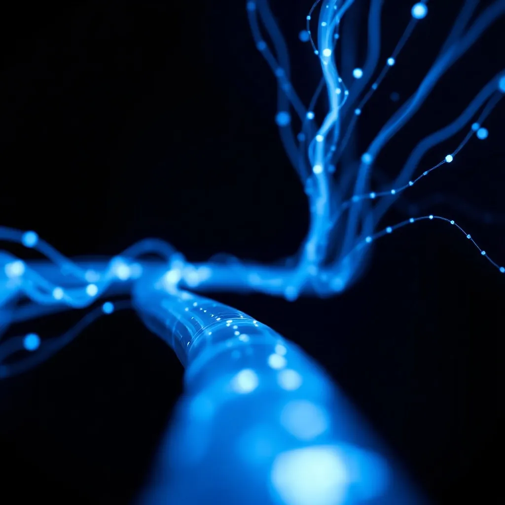 Abstract visualization of data flowing through digital pipes
