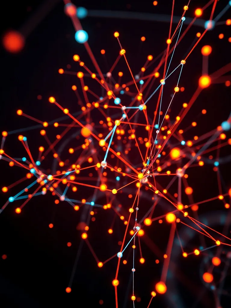 High-tech abstract neural network nodes and glowing connecti